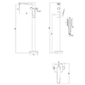 Смеситель для ванны с ручным душем и лейкой, напольный Lemark Bronx LM3744GM графит